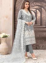 Faux Georgette Grey Party Wear Embroidery Work Pakistani Suit